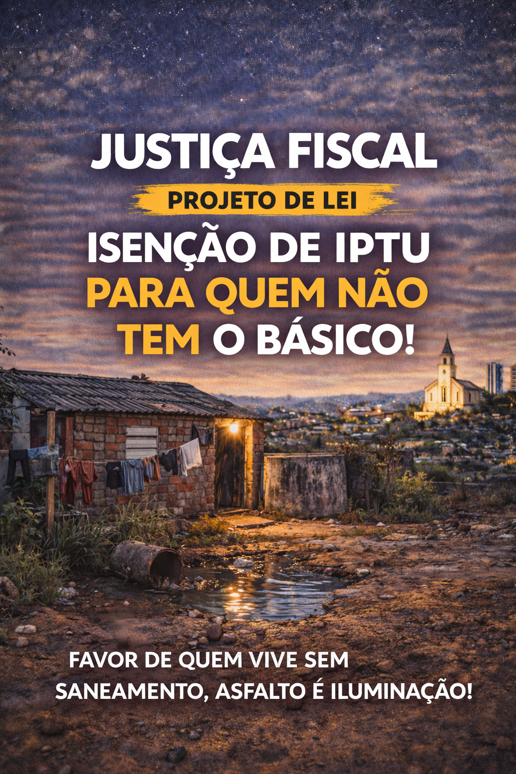 Projeto de Lei para isenção de IPTU quando a prefeitura não faz a parte dela. Formosa Goiás vereador Valdson José